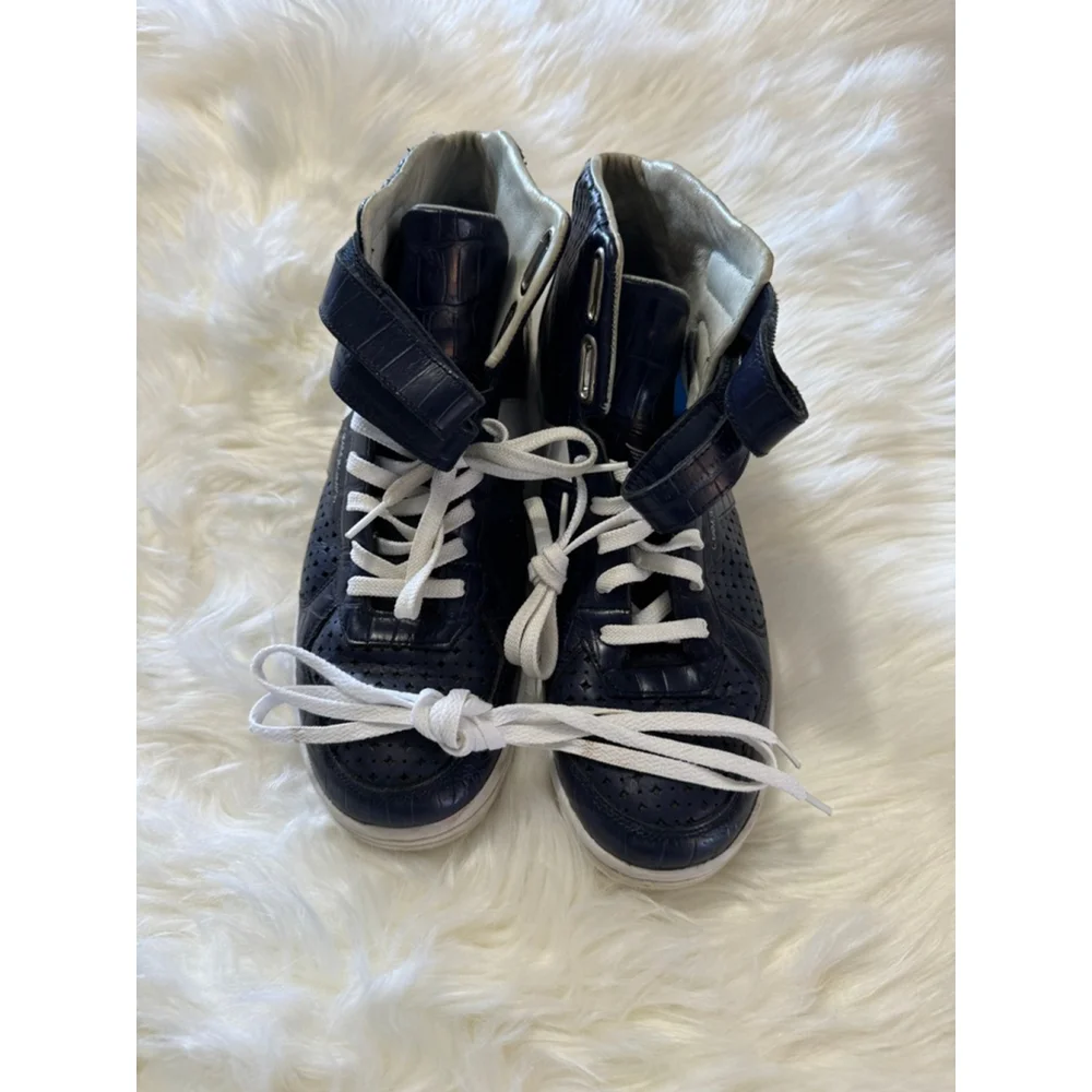 Creative Recreation | Midnight Blue Croc Embossed High-Top Sneakers | US 12 - Picture 2 of 10
